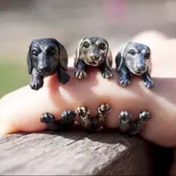 3/$15 Dachshund doxie lovers ring antique silver color - Picture 2 of 3